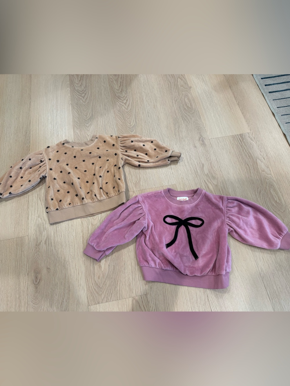 Cat & Jack Plush Puff-Sleeve Sweatshirt Bundle in Pink and Beige